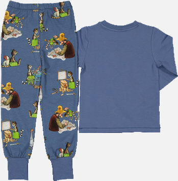pijama-bumbac-organic-pettson-findus-geggamoja-copii-galbenus