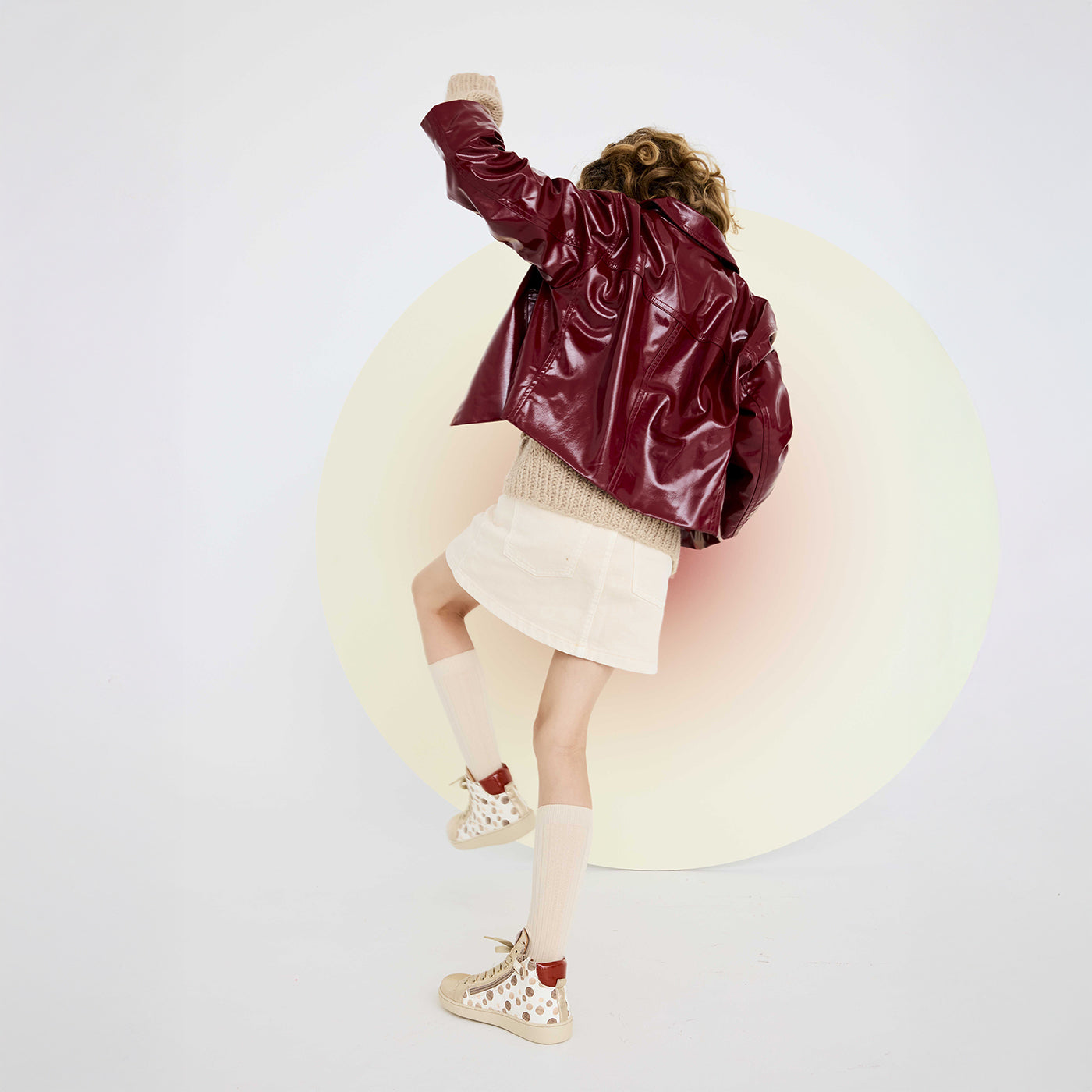 Sneakers Gaia din piele pentru copii, Auriu/Buline
