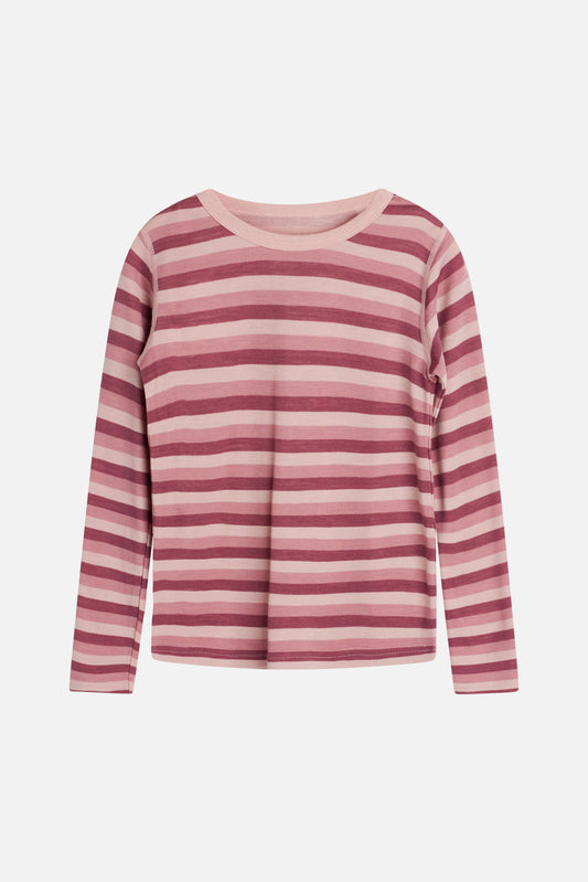 Bluza Abba din lana si bambus, Roz/Dungi