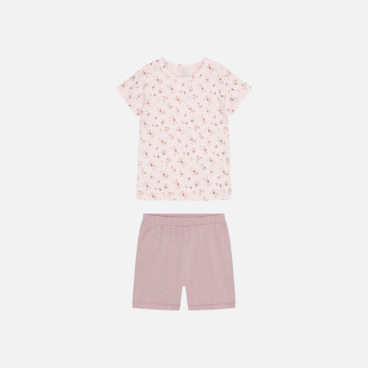 Pijama 2 piese din bambus, Flori/Roz