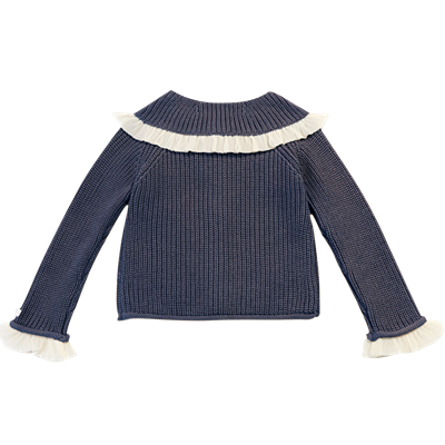 Cardigan Zoila pentru fete din bumbac organic, Albastru marin