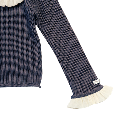 Cardigan Zoila pentru fete din bumbac organic, Albastru marin