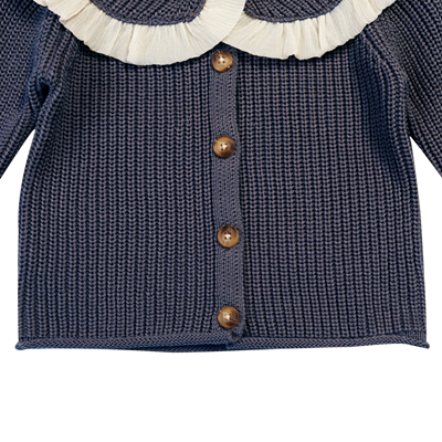 Cardigan Zoila pentru fete din bumbac organic, Albastru marin