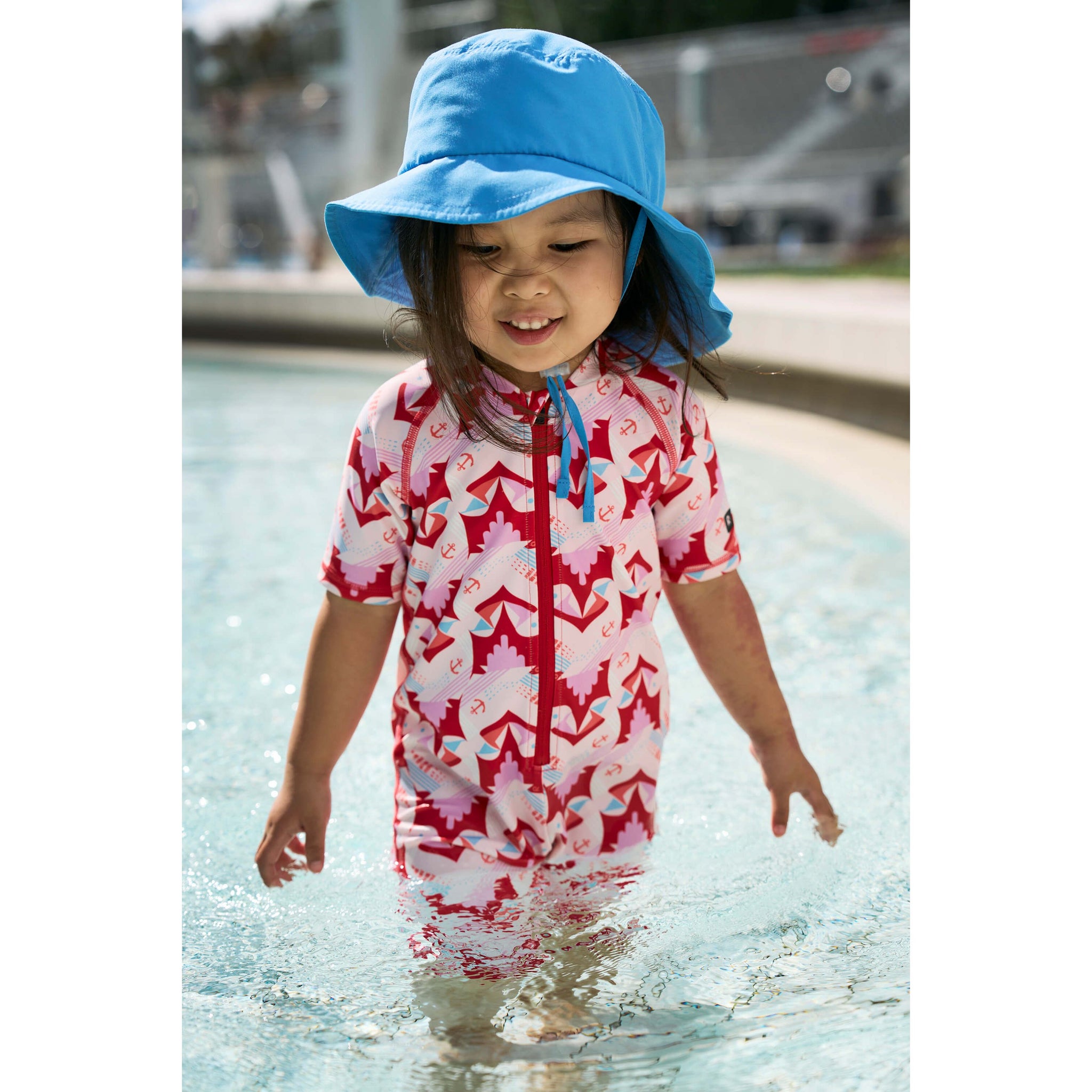 Costum de baie bebelusi Atlantti cu filtru UV 50+, Rosu/Roz