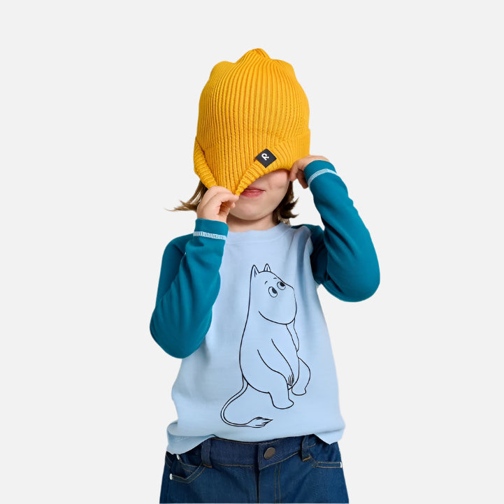 Bluza Moomin din lana si bambus , Frozen Blue