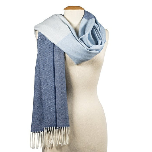 Esarfa supradimensionata din lana merinos, Denim/Navy/Dungi