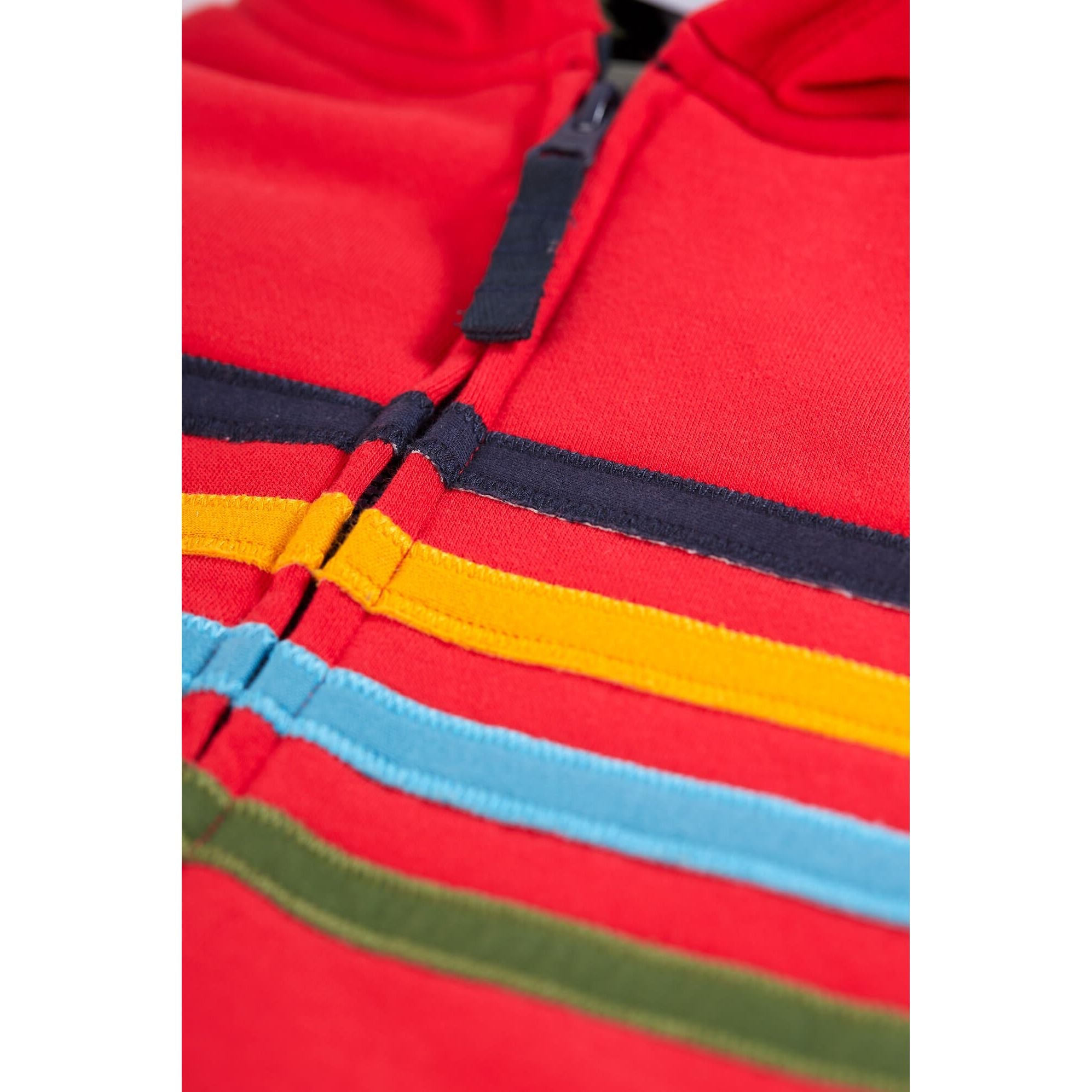 Hanorac Frugi Ted Fleece Lined din bumbac organic, True red/ indigo stripe