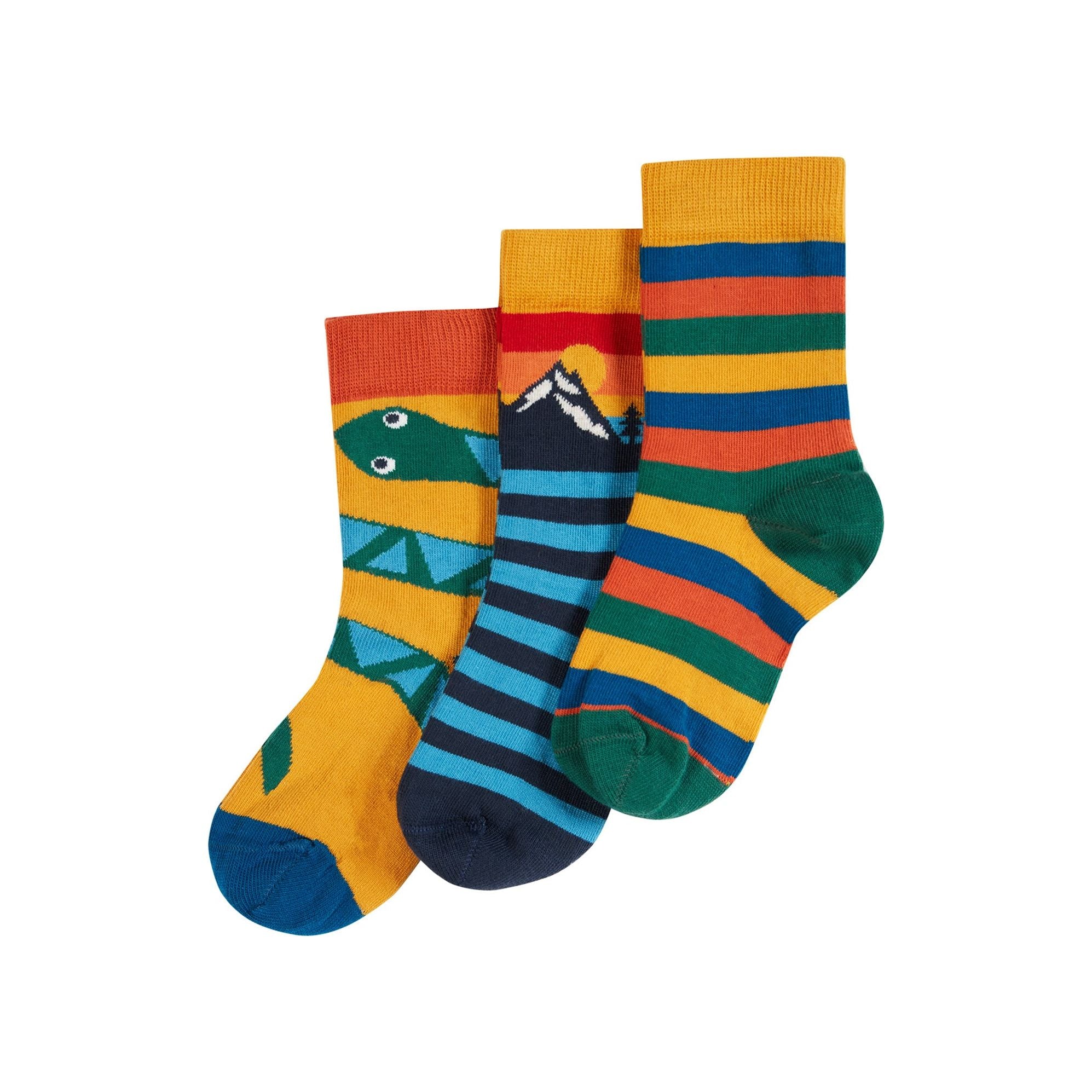 Set sosete Frugi Rock My Socks pentru copii din bumbac organic, Snake