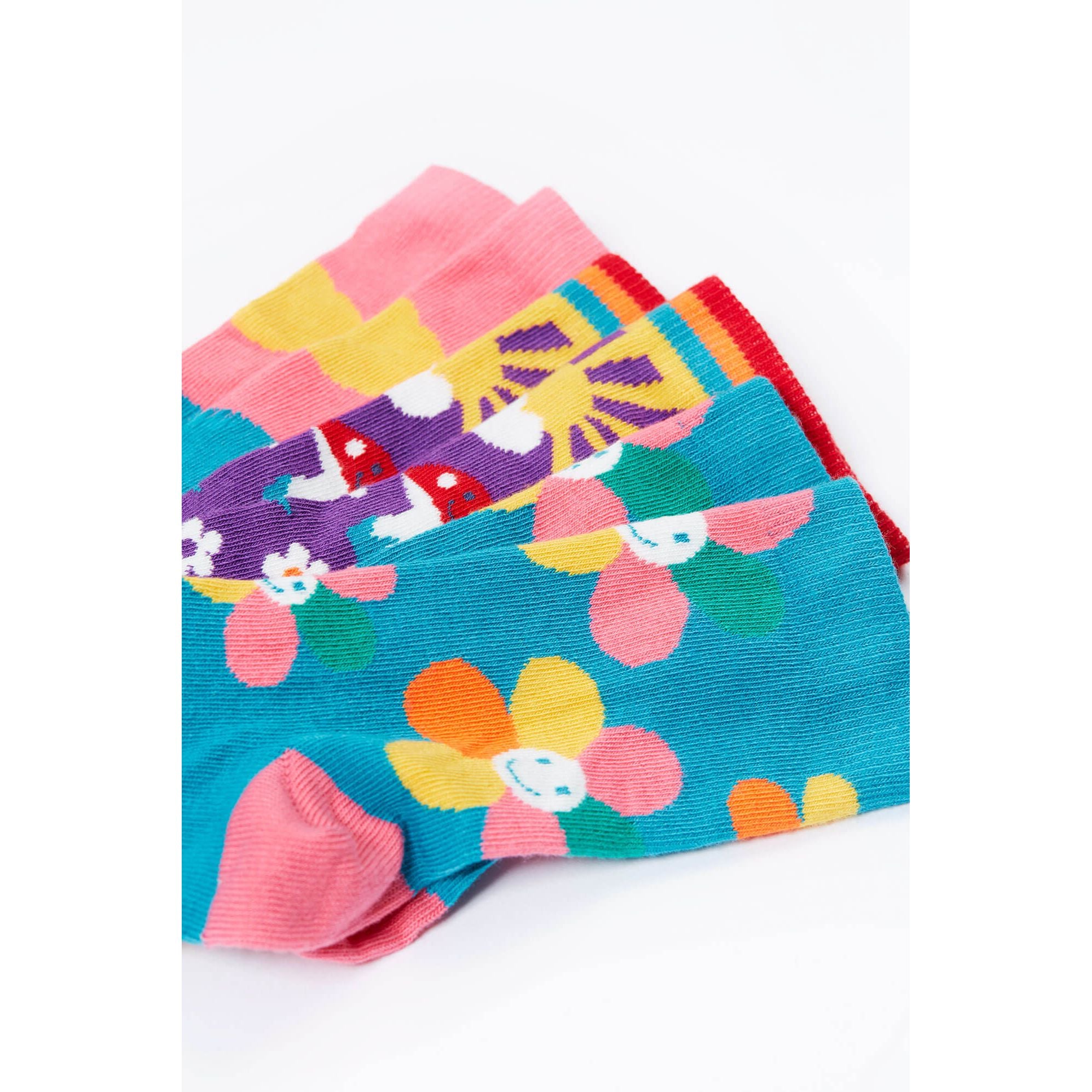 Set 3 perechi sosete din bumbac organic, Flori