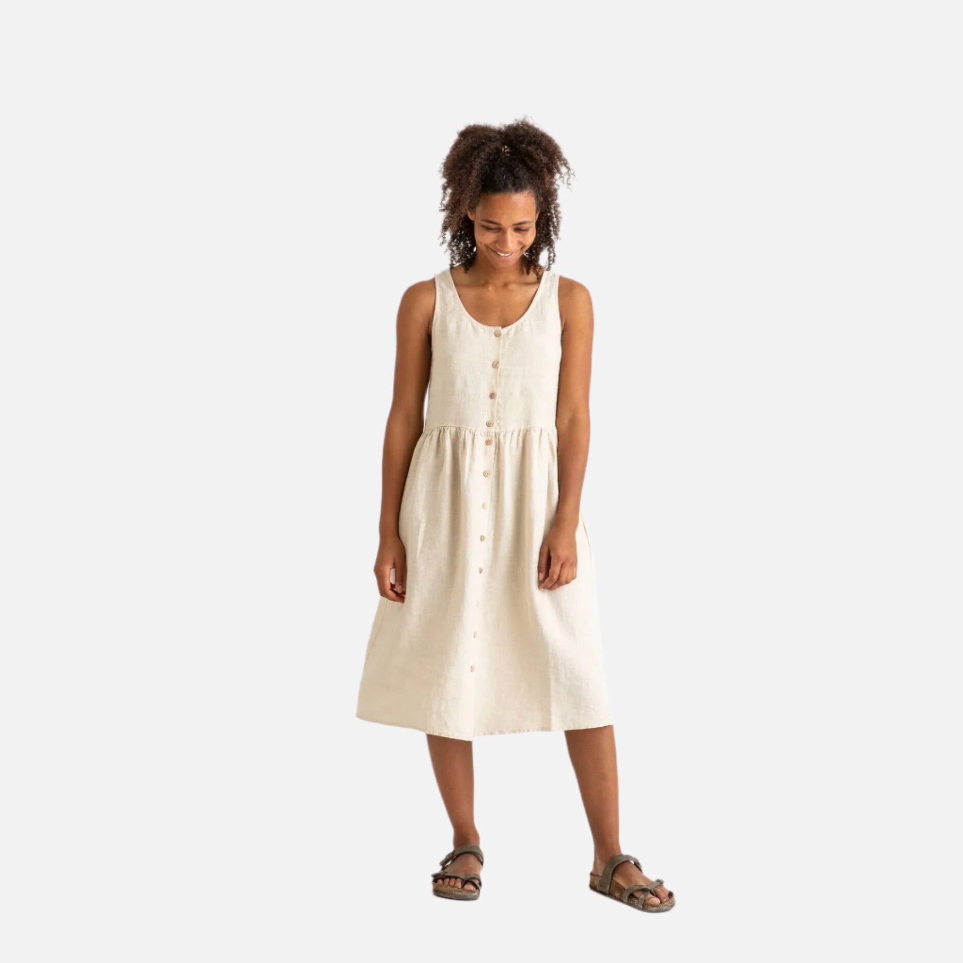Rochie dama Matona din in organic, Migdala