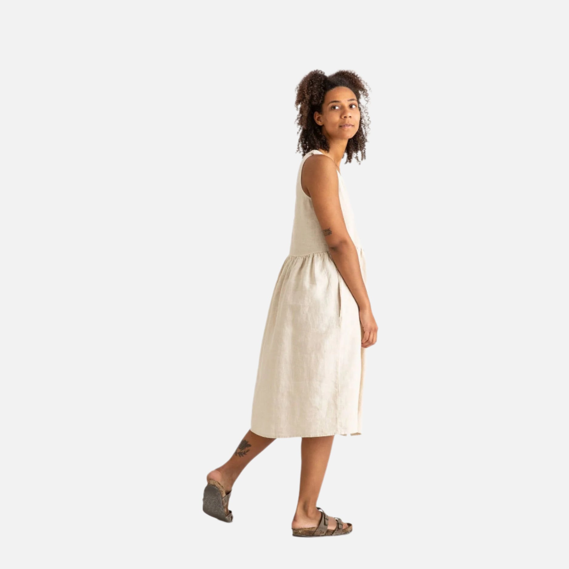 Rochie dama Matona din in organic, Migdala