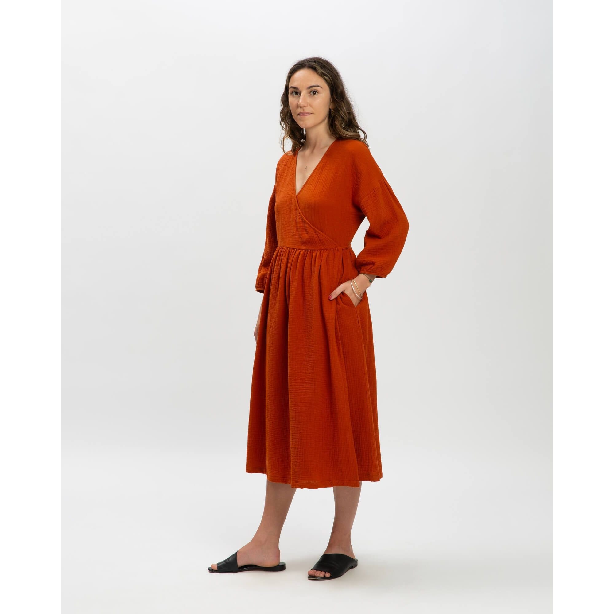 rochie_muselină_bumbac_organic_matona_galbenus