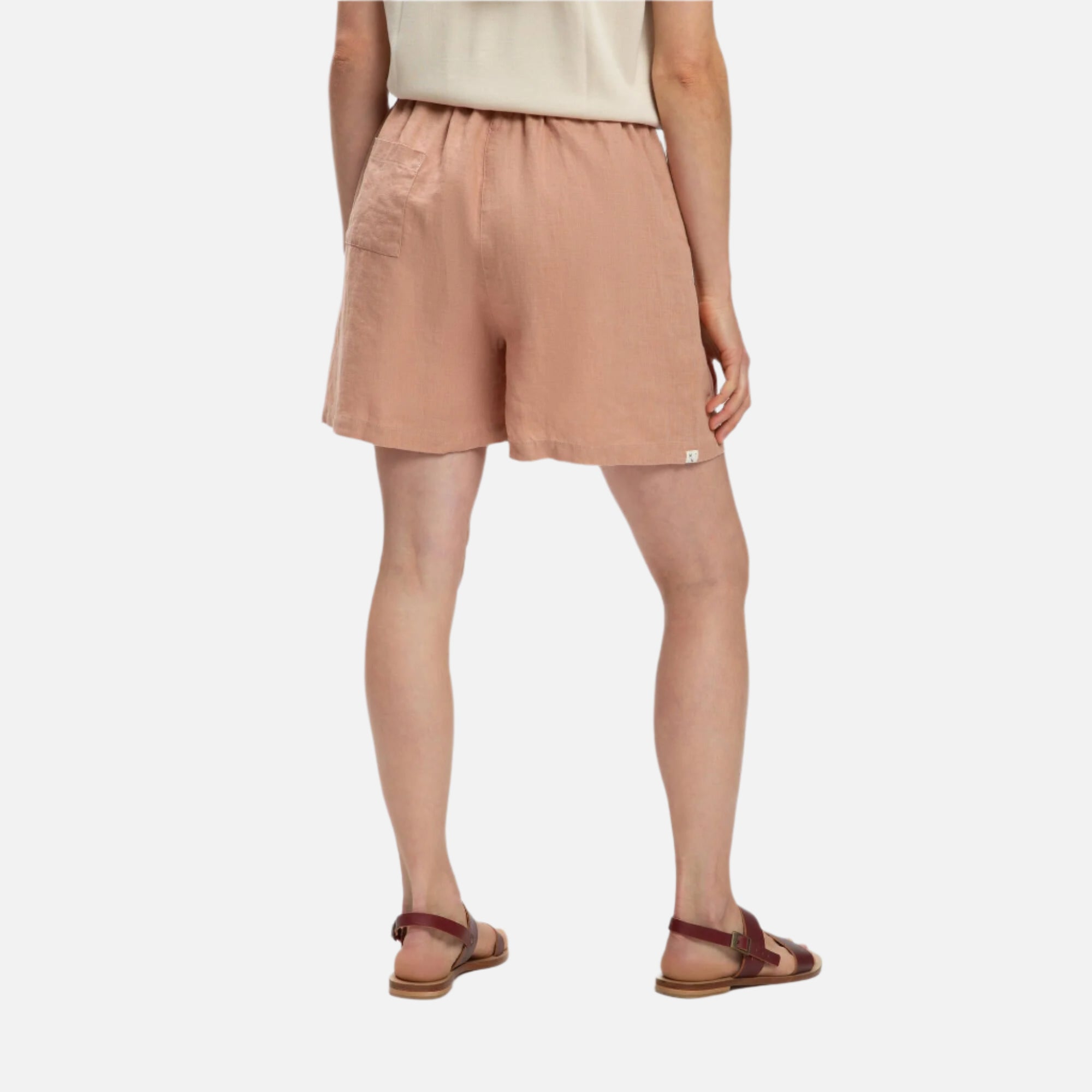 Pantaloni scurti dama din in organic, Roz pudrat