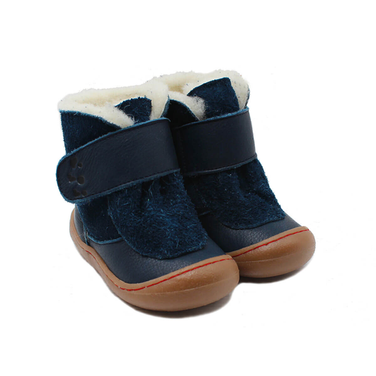 Ghete iarna barefoot cu lana pentru bebelusi si copii Pololo Karla, Albastru