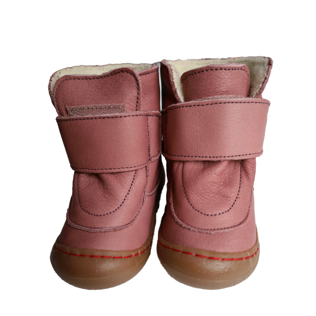 Ghete iarna barefoot cu lana pentru bebelusi si copii Pololo Karla, Roz