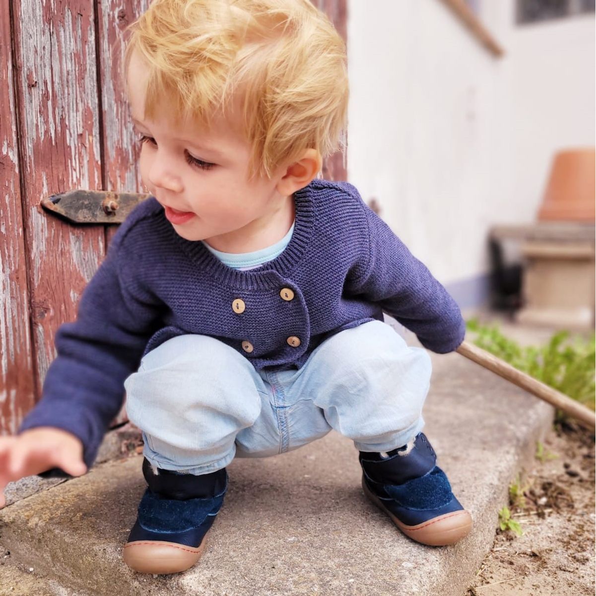 Ghete Karla barefoot imblanite pentru bebelusi si copii, Albastru