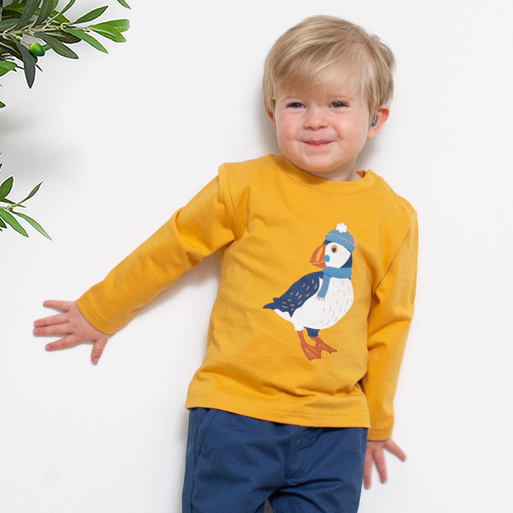 Bluza_Puffling_galben_Kite_copii_pasare_bumbac_organic