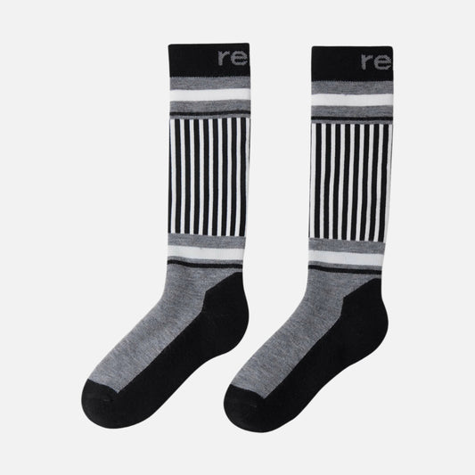 Sosete_Frotee_copii_adulti_groase_negru_grei_melange_grey_Reima