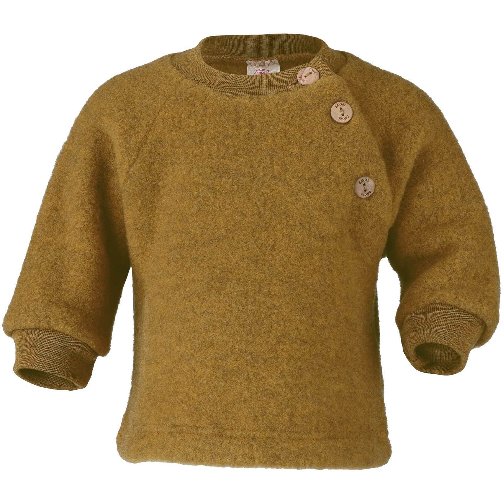 Pulover copii Engel din fleece de lana merinos 100% organica cu nasturi de lemn, Sofran Melange