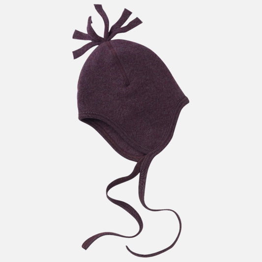 Caciula bebelusi Engel din lana merinos fleece 100% organica, Liliac Melange