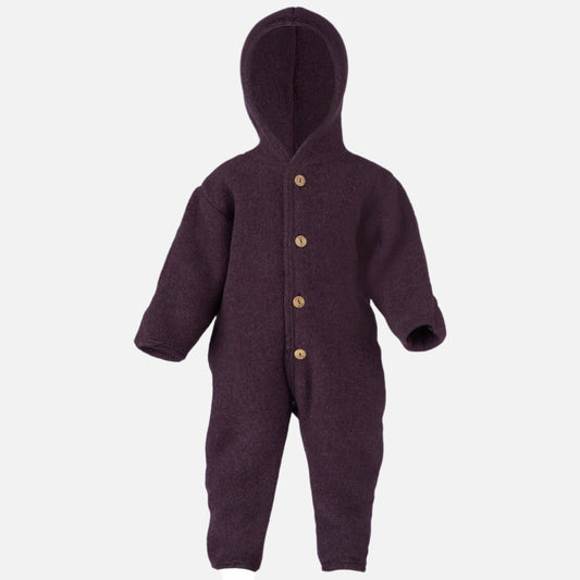 Salopeta iarna fleece pentru bebelusi din lana merinos, Mov 