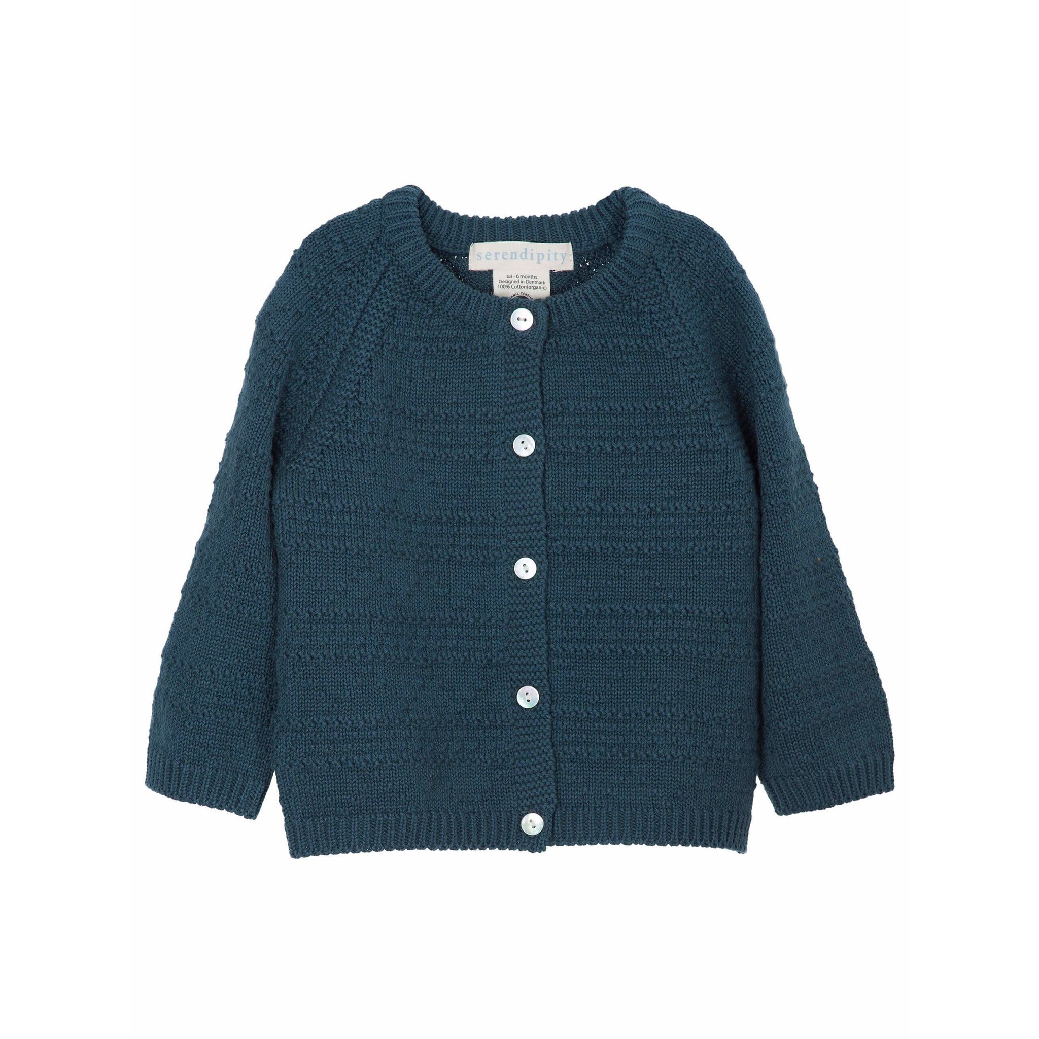 Cardigan bebelusi Serendipity Organic tricotat din bumbac organic, Dark Blue