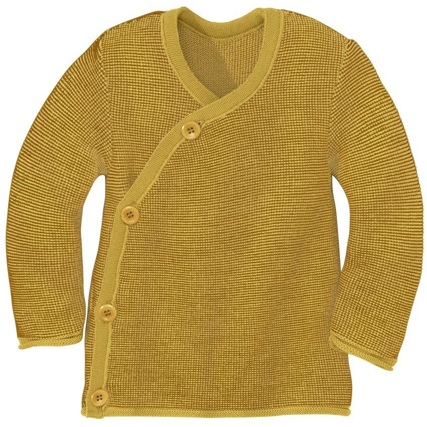 Cardigan-tricotat-kimono-cu-nasturi-lana-merinos-Disana-curry-gold-gelben-fete-baieti-copii-bebelusi