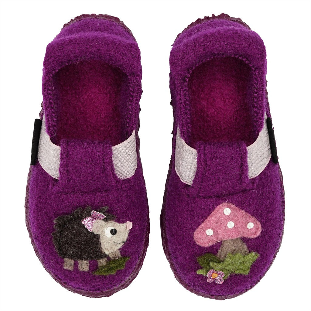 Incaltaminte de interior din lana fiarta pentru bebeluși si copii, Nanga - Pricky Hedgehog