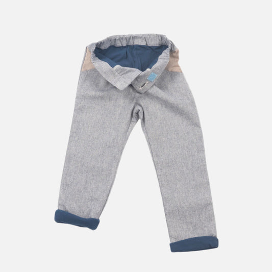 Pantaloni Close me din bumbac organic Mimookids, Denim/Petrol