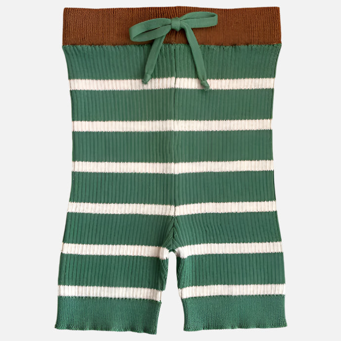 Pantaloni  scurti Tesni  Mabli Knits din bumbac organic, Jade/White