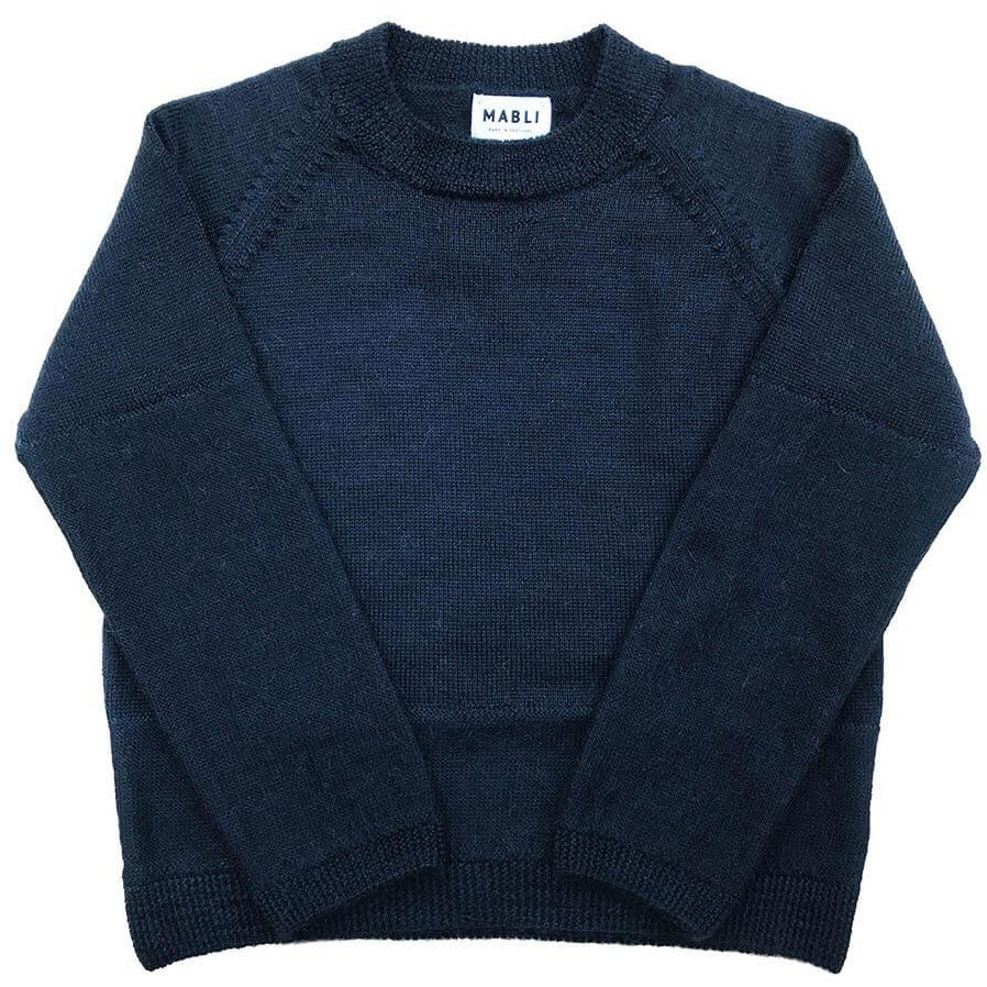Pulover tricotat albastru pentru baieti din lana baby alpaca, Mabli Knits