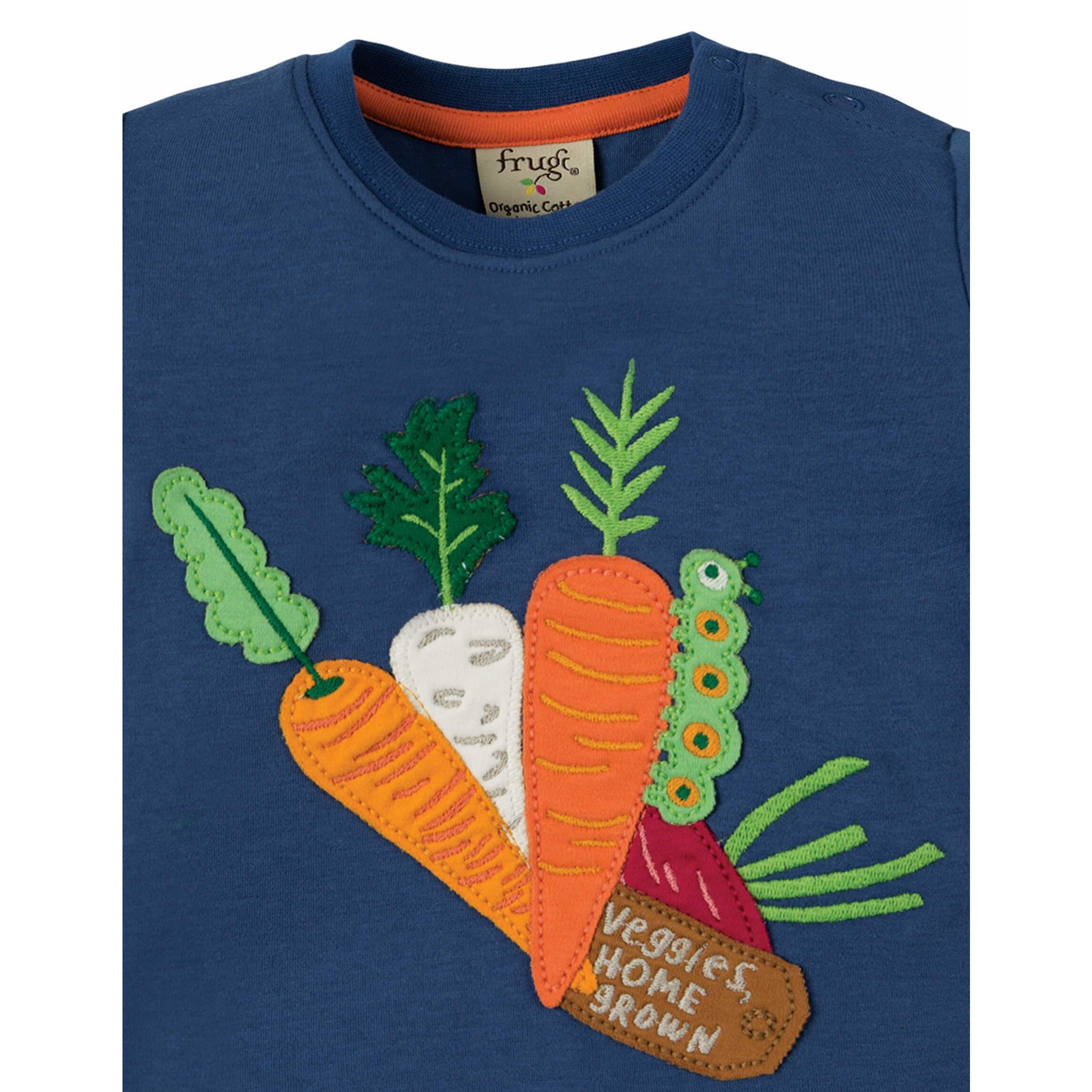 Tricou albastru din bumbac organic, model Ferma