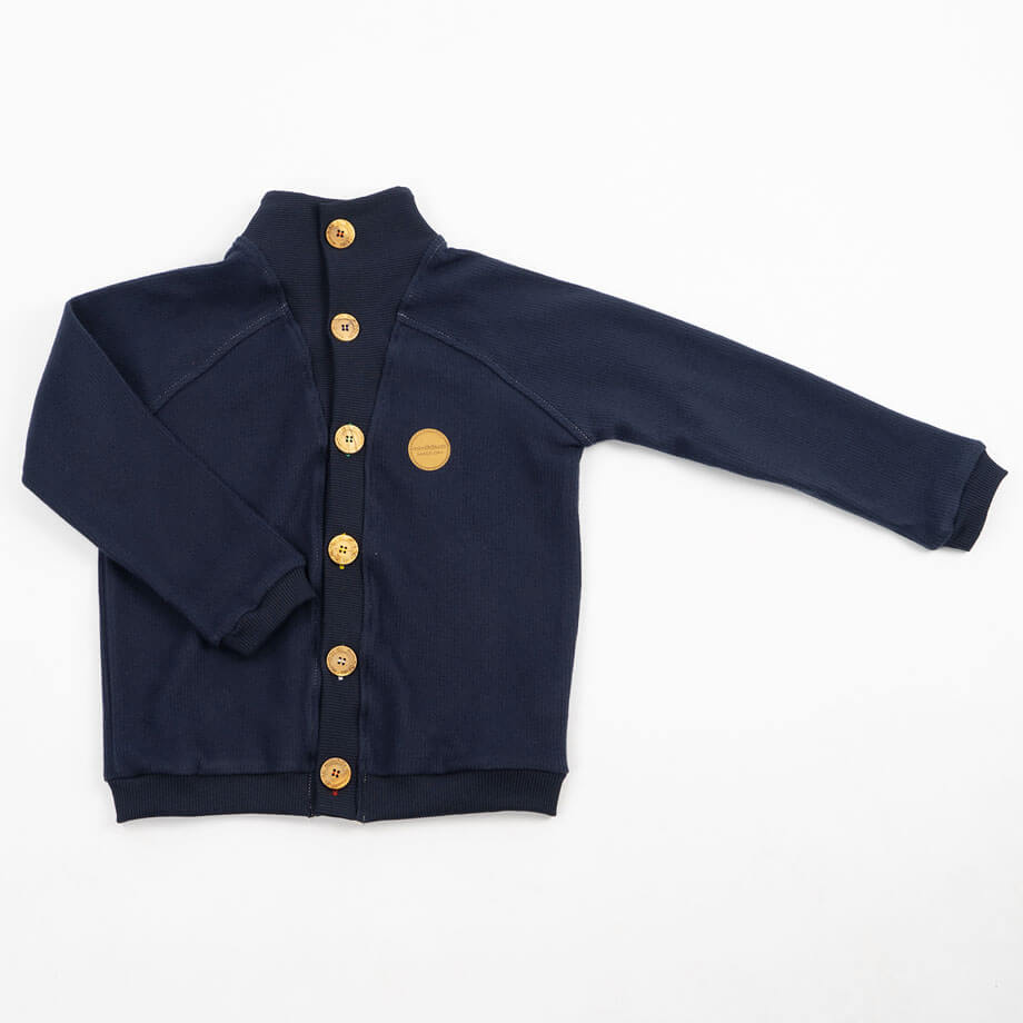 Cardigan Close me din bumbac organic Mimookids, Blueberry