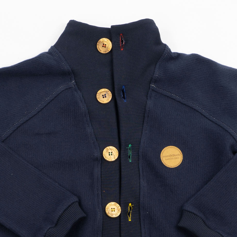 Cardigan Close me din bumbac organic Mimookids, Blueberry