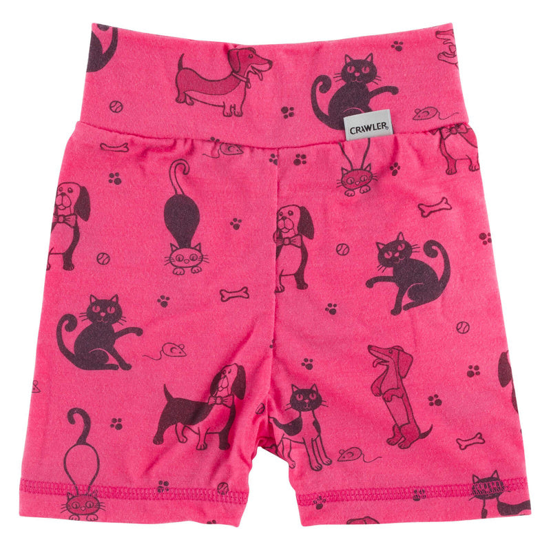 Pantaloni scurti copii din lana merinos extrafina, Pisicute roz