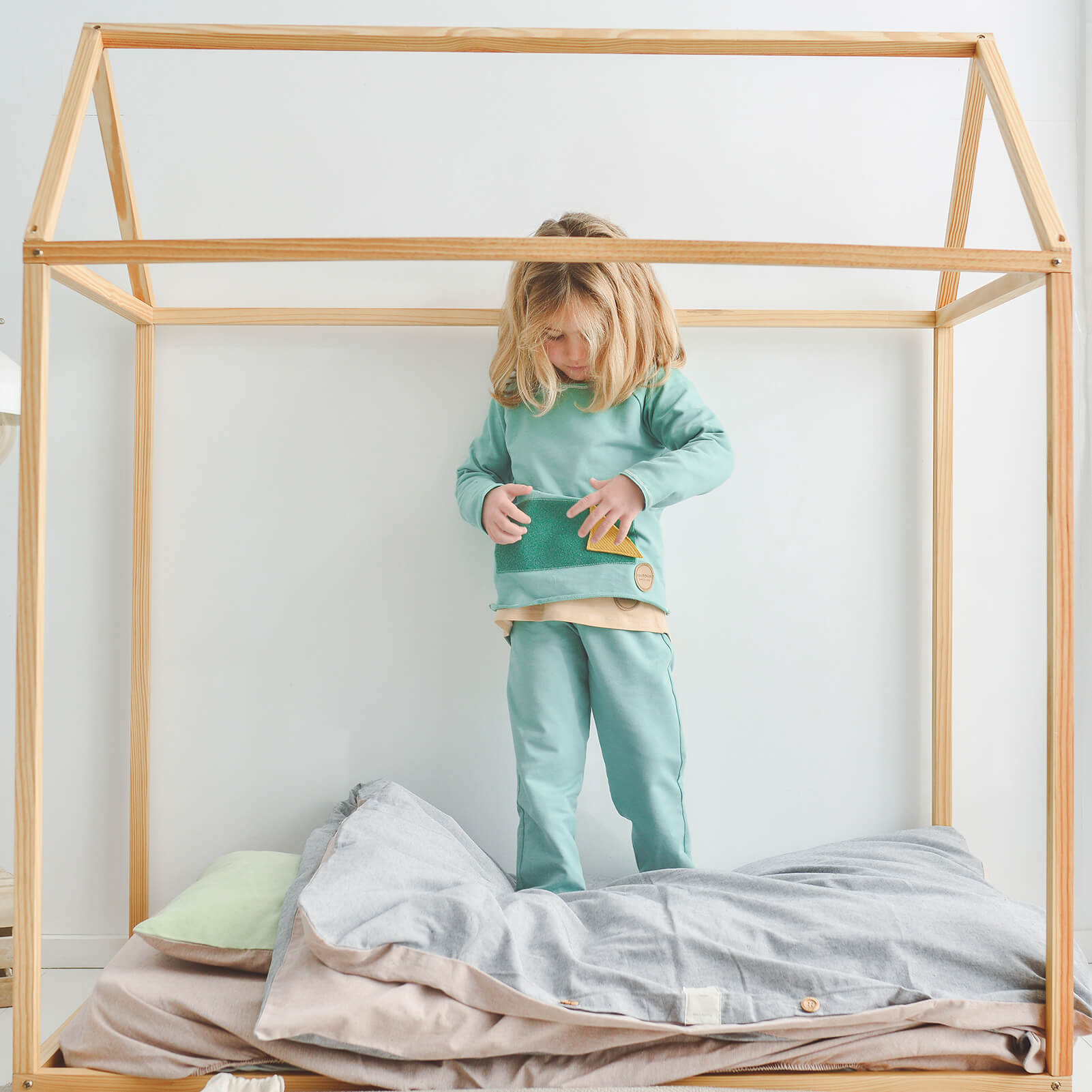 Bluza Play with me din molton de bumbac organic Mimookids, Apple