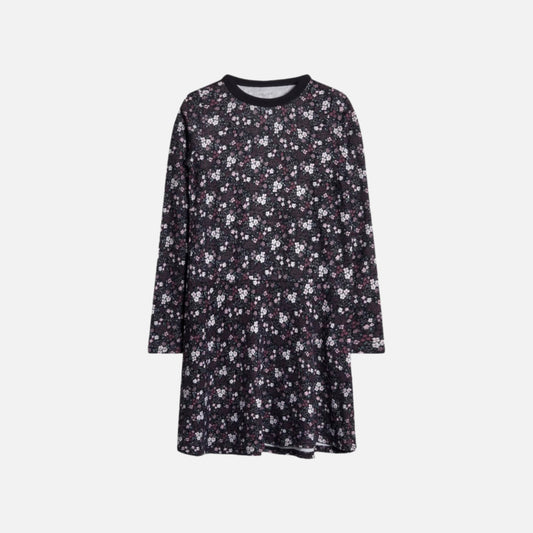 Rochie Danika din lana si bambus, Negru/Flori
